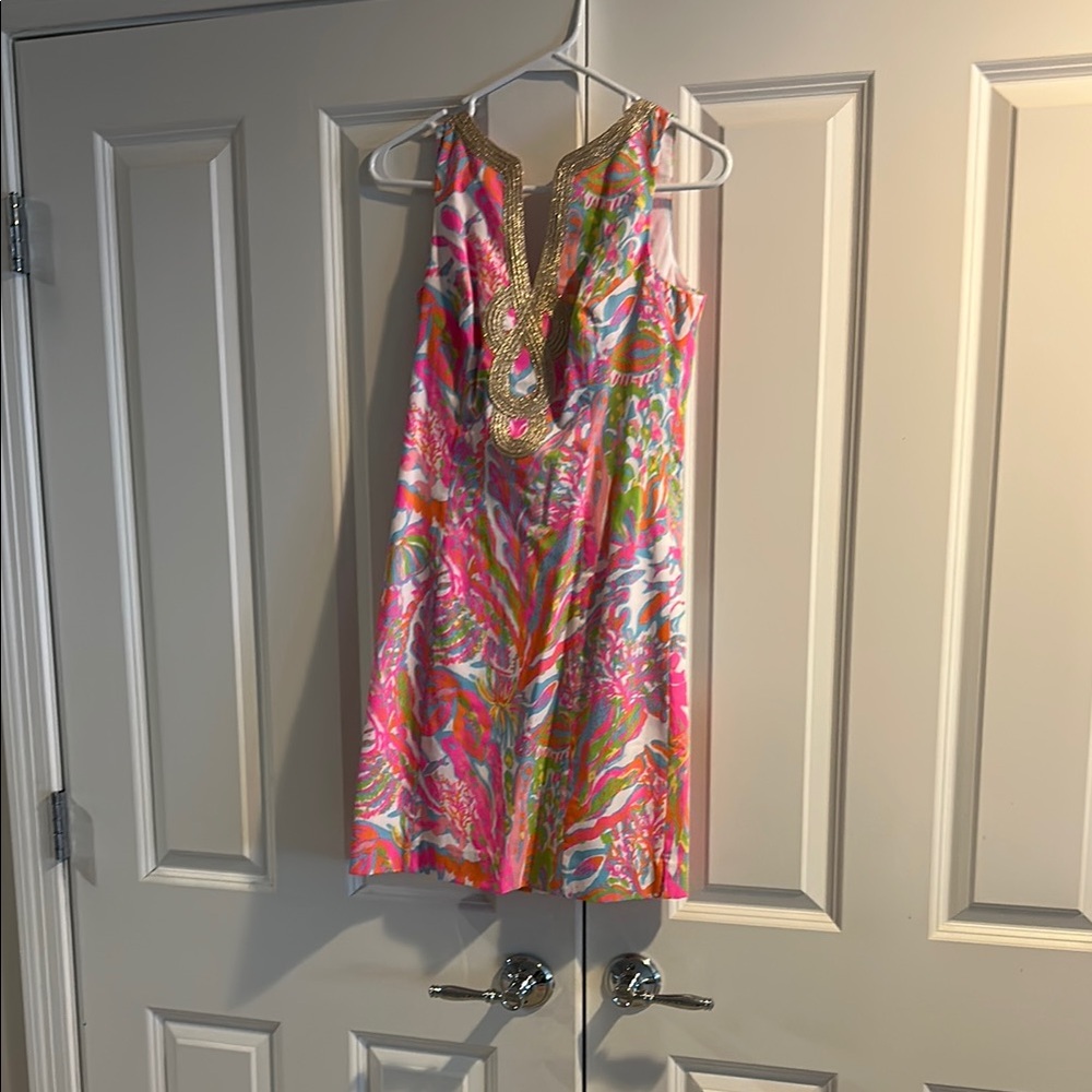 Colorful Sleeveless Dress with Gold Accents by Lilly Pulitzer size 0